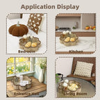 GYASVWU Paper Rope Scalloped Tray, Wicker Trays for Decor, Shallow Baskets for Storage, Rattan Tray for Coffee Table/Living Room/Bedroom Organization (Beige+Brown)
