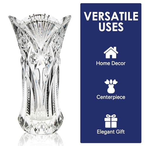 CS Crystal Vase 12-inch high, Cabbage Design, for Flowers & Decor. Lovely Nice Shiny Piece. Perfect as a Gift, Suitable for All Occasions - style: Cabbage Design