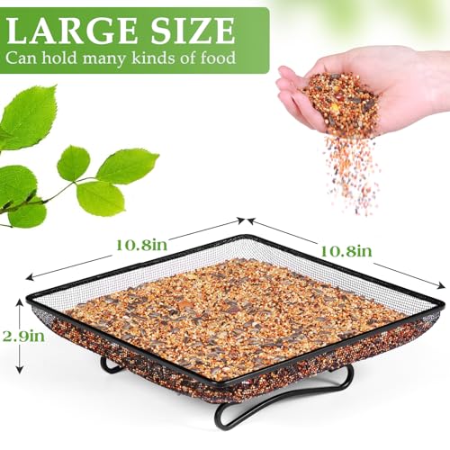MIXXIDEA Ground Bird Feeder Tray 11x11 Inches, Metal Platform Mesh Seed Tray for Bird Feeders, Great Attracting Garden Yard Decoration for Wild Birds Squirrels Dove,1 Pack - size: 11x11 inches (1 pack)