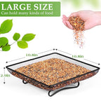 MIXXIDEA Ground Bird Feeder Tray 11x11 Inches, Metal Platform Mesh Seed Tray for Bird Feeders, Great Attracting Garden Yard Decoration for Wild Birds Squirrels Dove,2 Pack - size: 11x11 inches (2 pack)