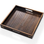 Yangbaga Serving Tray with Handles,13"*13"Wood Decorative Tray for Living Room,Modern Coffee Table Tray,Square Large Serving Platters for Home Decor,Ottoman,Bed,Kitchen,Bathroom, Breakfast,Bar - size: 13" x 13" x 1.8"