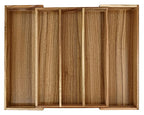EcoFives Luxury Acacia Silverware Organizer -Kitchen Drawer Organizer - Utensil Holder and Cutlery Organizer with Grooved Drawer Dividers for Flatware and Kitchen Utensils (5 Slot) - size: 5 Compartments