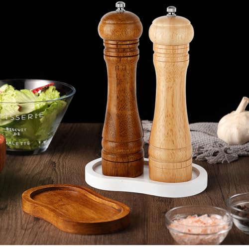 Salt and Pepper Wood Mill Tray, White colour Pepper Grinder Rest, Work Surface and Dining Table Protector (Pepper mill not included) - color: K White Colours Mill Tray