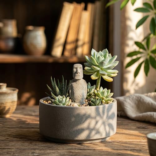Easter Island Moai Statue - Stone Moai Figurine Decor for Home & Outdoor Garden - 3 (Small Size) - size: Small Size