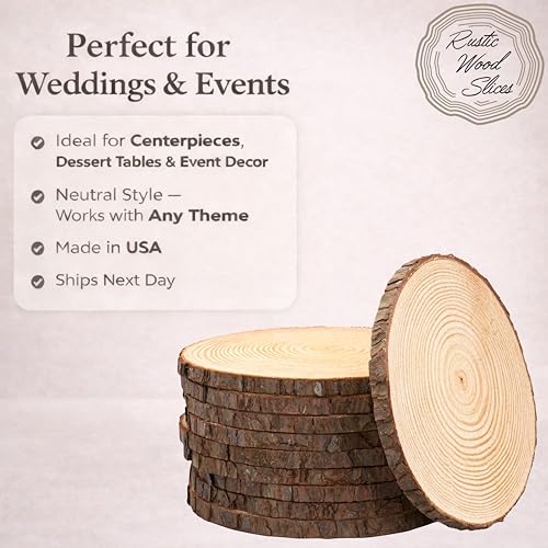Set of (16) 8-9 inch Wood Slices for centerpieces! Natural Wood Rounds for Table centerpieces, Arts and Crafts, and Table Decorations (Set of 16 8-9") - size: Set of 16 Small (8-9")