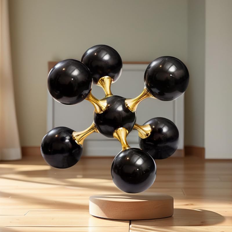 Luxurious Black Crystal and Alloy Molecular Ball Living Room Desktop Decoration Crystal Molecules, for Birthday Friends Gatherings, Home or Office Counter Decoration Accessories