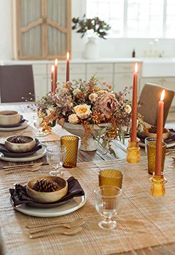 Vixdonos Taper Glass Candlestick Holders Tealight Candle Holders for Table Centerpieces, Wedding Decor and Dinner Party (3 Pcs, Amber) - color: Amber, size: 3 Pcs