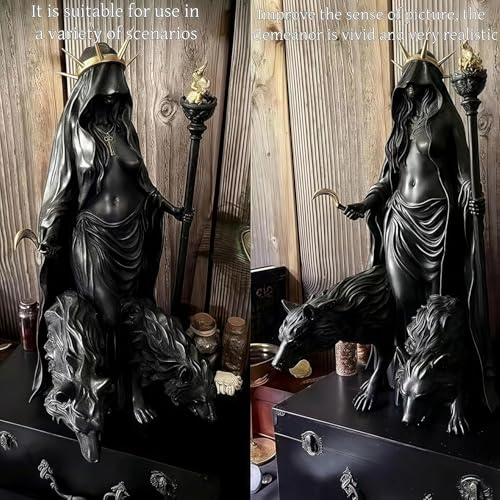 Hecate Statue,Underworld Hekate,The Witch of The Night,Hecate Greek Goddess with Her Hounds of Magic Resin Sculpture (A) - color: A
