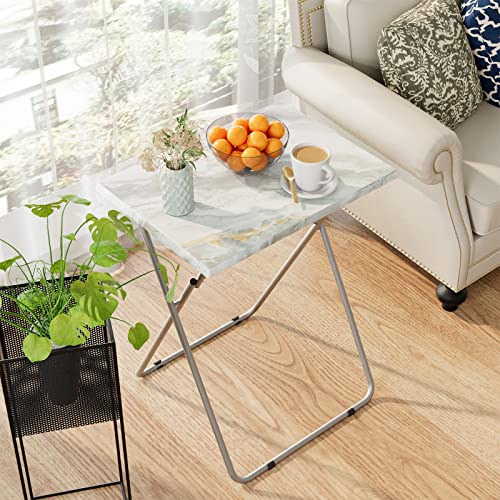 Folding TV Tray Table Set of 2,Dinner Snack Trays Table for Eating on Couch,Portable Metal Dinner Table for Small Sofa Bedside Tables with Light Weight, 15 x 18.9 x 26 in(Smoky Grey,2PCS) - color: Smoky Grey, size: 2pcs