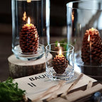 WGVI Clear Glass Pedestal Hurricane Candle Holder, 3.8" W, 4.7" H, Footed Decorative Vase for Pillar Candles, Elevated Cylinder Candleholder on a Riser Round Base, Home Décor, 1 Piece - size: 5"H