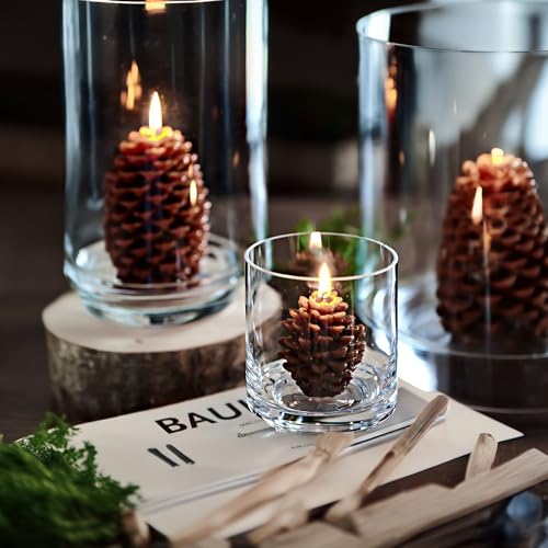WGVI Clear Glass Pedestal Hurricane Candle Holder, 3.8" W, 4.7" H, Footed Decorative Vase for Pillar Candles, Elevated Cylinder Candleholder on a Riser Round Base, Home Décor, 1 Piece - size: 5"H
