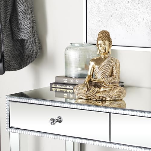 Deco 79 Polystone Buddha Decorative Sculpture Meditating Home Decor Statue with Engraved Carvings and Relief Detailing, Accent Figurine 6" x 4" x 8", Gold