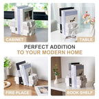 Decorative Square Marble Bookends for Heavy Books – Unique Book Ends for Shelves – Modern Aesthetic Book Holder/Stopper with Non-Slip Pads for Chic Home, Office, or Library Decor, Volakas - style: Square-Volakas