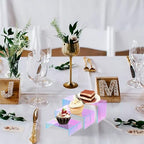 12 PCs Iridscent Risers Display Stands 3 Tiers Desktop Acrylic Shelves Small Cake Dessert Holder Products Stand for Collectibles Shoes Jewels Pop Figure (Iridescent2) - color: Iridescent2