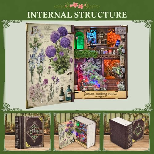 CCCDF Book Nook Kit - DIY Magic Book Miniature Dollhouse Booknook Bookshelf Decor 3D Wooden Puzzle, Gifts for Family, Friends (Potion-Making Edition) - style: Potion-Making Edition