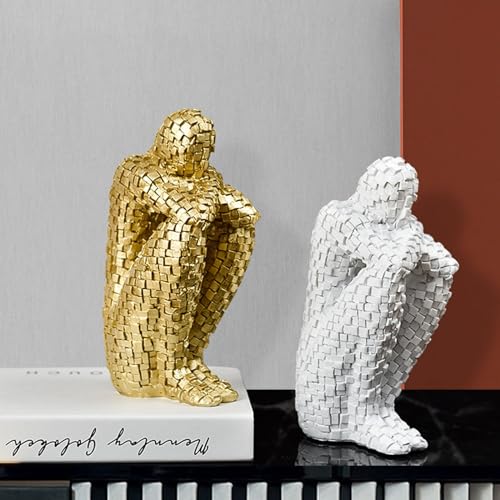 Mosaic Decorative Bookends, Modern Mosaic Abstract Sculptures, Simple Fashion Resin Abstract Statue, Modern Book Ends for Shelves, Decor Bookends for Desk, Library, Office, Shelf Decoration ( Color : - color: C
