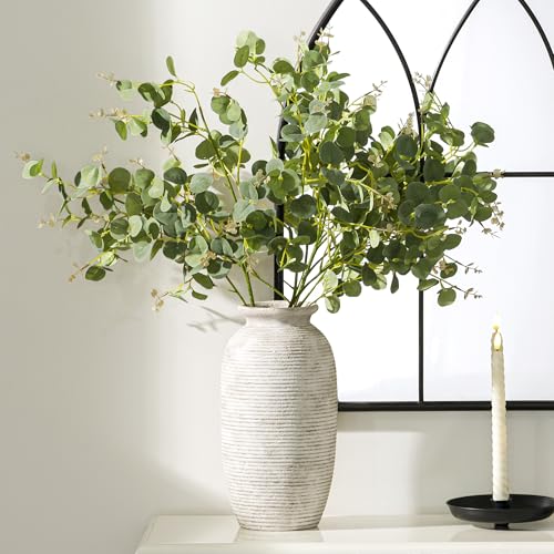 Ceramic Flower Vase, 12.5" Large Vases Home Decor Rustic Farmhouse Tall Pottery Decorative Pampas Vase for Table Living Room Entryway Mantel Bookshelf Bedroom Bathroom Kitchen-Rustic White - color: 12.5“ H - Rustic White