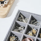 Stackable Jewelry Organizer Tray For Drawers,White Leather Small Earring Storage Tray,Bracelet And Necklace Display Box,Jewelry Ring Display Case (Gray White 24 Grids) - style: Gray White 24 Grids