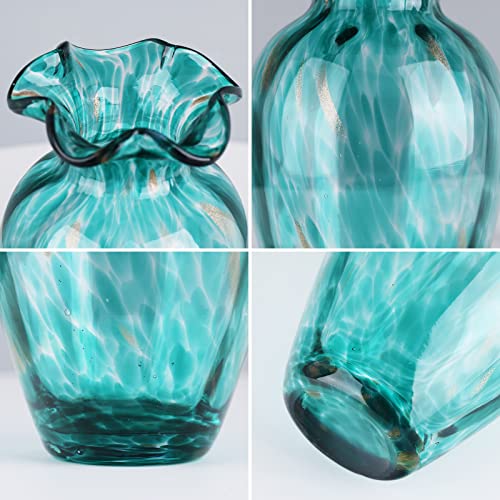 Hand-Blown Glass vase, Featuring a Distinctive Wide-Mouth Design. A Modern Glass Art piece Ideal for Centerpiece Floral Arrangements in Living Rooms, Kitchens, Weddings, Dining Tables, and Offices. - color: B-ml