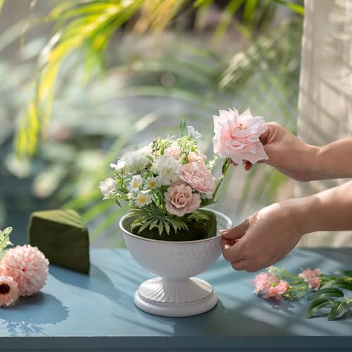 Sziqiqi White Urn Vase for Flowers - Wedding Table Decoration Centrepieces Set of 2 Vintage Metal Vases for Artificial Flowers Small Hammered Vase for Birthday Party Christmas Anniversary - color: White, size: 4.3in - 2 Pcs