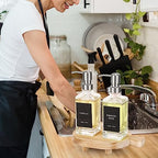 Wood Pedestal Stand, Farmhouse Wood Riser for Bathroom Kitchen Counter, Rustic Wooden Soap Tray for Bottles Candles Plant Display (Natural)