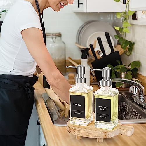 Wood Pedestal Stand, Farmhouse Wood Riser for Bathroom Kitchen Counter, Rustic Wooden Soap Tray for Bottles Candles Plant Display (Natural)