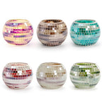 SOUJOY 6 Pack Votive Candle Holder, Handmade Mosaic Glass Tealight Holders, Diwali Decorative Scented Candle Bowl for Valentine, Party, Christmas Table Centerpiece Decor