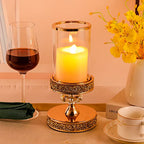 Candle Holder, Pillar Candle Holders, Crystal Candlesticks Holder for Wedding, Parties, Events, Chirstmas,Home Decor, Table Centerpieces CH028D (S) - size: Gold ( S )