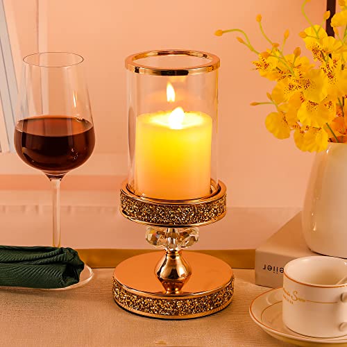 Candle Holder, Pillar Candle Holders, Crystal Candlesticks Holder for Wedding, Parties, Events, Chirstmas,Home Decor, Table Centerpieces CH028D (S) - size: Gold ( S )