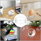 JUXYES Pack of 12 Clear Sphere Display Stand, Clear Sphere Holder Small Plastic Display Stands Round Display Easel Stands for Decorative Eggs, Crystal Balls, Marbles, Ball, Spheres, Collections