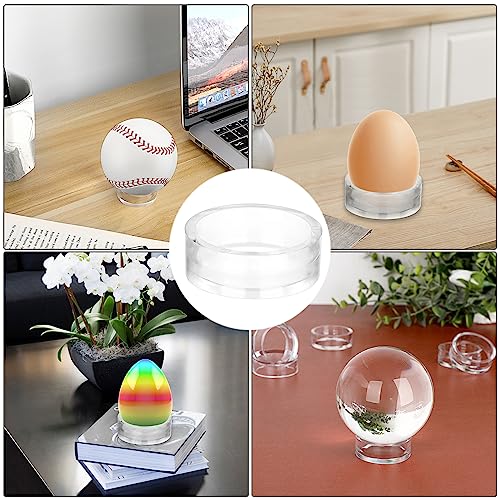 JUXYES Pack of 12 Clear Sphere Display Stand, Clear Sphere Holder Small Plastic Display Stands Round Display Easel Stands for Decorative Eggs, Crystal Balls, Marbles, Ball, Spheres, Collections