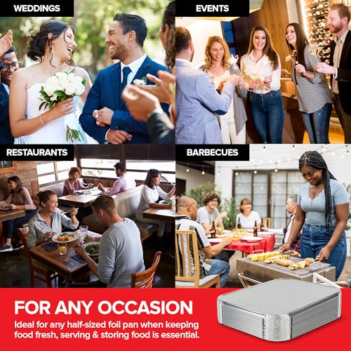9x13 Disposable Baking Pan Covers (25 Pack) Heavy-Duty Aluminum Cake Pans Lids, Sturdy, Sealable Covers for Food Containers, Leak-Free + Safe Transport & Storage For Catering, Stock Your Home - size: 25 Lids