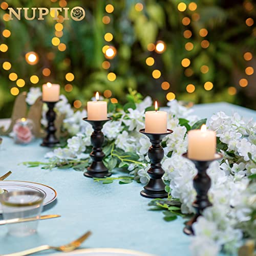 Nuptio 4 Pcs Pillar Candle Holders for Tables Church Candle Holder Modern Home Decor Gifts, Candlelight Holder for 50mm Pillar Candles, Wedding Anniversary Housewarming Party Table Centerpieces - color: Black, size: 4 Pcs