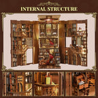 MiniCity Book Nook Kit, DIY Miniature House Dollhouse Kit for Adults and Teens, Booknook Tiny House Bookshelf Decor with LED Light and Dust Cover (Abbey Library) - style: Abbey Library