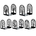 HappyHapi Book Ends, Metal Bookends for Shelves, Modern Tree Book Ends Decorative, Heavy Duty Book Holders Book Stoppers for Home Office Decor, 6.9"x4.7"x3.5" (5 Pairs/10 Pcs)