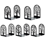 HappyHapi Book Ends, Metal Bookends for Shelves, Modern Tree Book Ends Decorative, Heavy Duty Book Holders Book Stoppers for Home Office Decor, 6.9"x4.7"x3.5" (5 Pairs/10 Pcs)