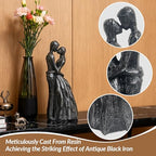 Black Couple Embracing Resin Figurine, 7.9" H, Romantic Gifts for Him & Her, Faux Black Wrought Iron Finish, Engagement Anniversary Wedding Keepsake Home Decor - style: Black Couple Embrace