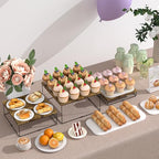 ELITEROO Buffet Risers, 3 Pack Wooden Risers Display Stands, Square Food Risers for Buffet Table, Tiered Dessert Display Stands, Food Stands for Display Party, Rustic Brown, 9"x10"x11" - size: 9"x10"x11"