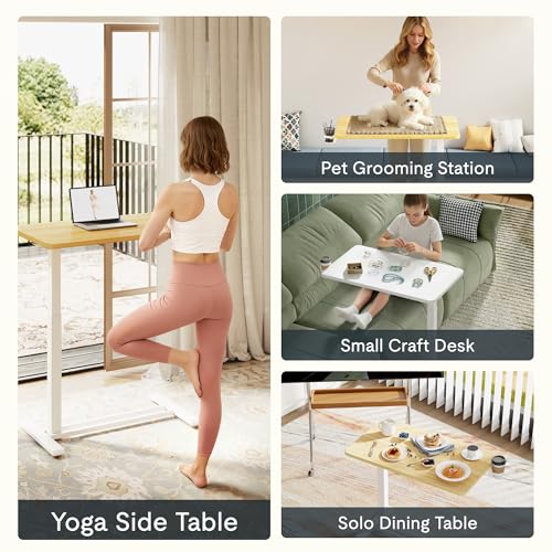 FLEXISPOT H7 Adjustable Overbed Bedside Table with Wheels Pneumatic Mobile Standing Desk Laptop Desk Rolling Computer Cart Movable Table Hospital Home Use(31.5" W x 17.7" D, Maple Large) - color: Maple, size: Large