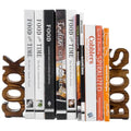 MyGift Rustic Burnt Wood Tabletop Cook and Books Decorative Bookends for Kitchen Countertop, Cookbook Display Holder 2 pc Set