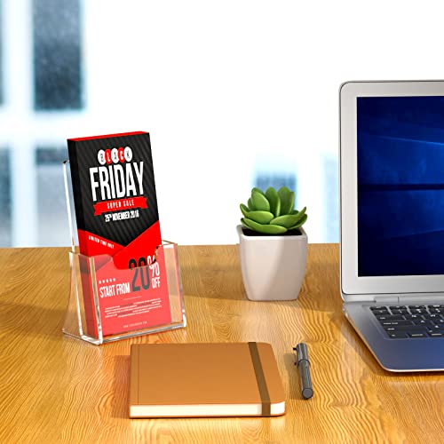 NIUBEE Acrylic Brochure Holder for 4’’ Trifold Pages, 50% Thicker Countertop Acrylic Literature Holder Plastic Flyer Display Stand for Magazine, Pamphlet, Booklets, Menu, Journals, 2 Pack - size: 4" x 6", style: 2 Pack