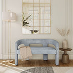 Jofran Gwen Modern Luxury Jacquard Fabric Upholstered Hallway Bedroom Sculpture Bench, 49" W X 22" D X 29.5" H, Blue - color: Blue