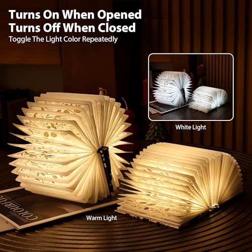 Floral Print Book Light,3-Color Book Lamp Book Lovers Gifts | 1200mAh Portable Foldable Paper Desk Lamp | Night Reading Bookshelf Lamp,Valentine Ambient Lighting Decorations Gifts(Black Gold) - color: Black