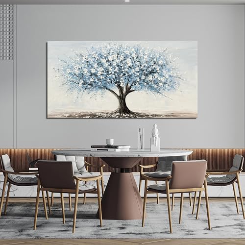 Canvas Wall Art Decor Large Tree of Life Wall Art Decorations Canvas Art Wall Decor Wall Art Pictures for Living Room Vintage White Blue Wall Art Prints Artwork for Walls Bedroom Office Decor 24"X48" - color: XY-01J, size: 48"L x 24"W