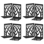 VFINE 8-Piece Metal Bookends for Shelves, Black Tree Book Ends for Books, Decorative Desk Book Organizer, Non-Skid Shelve Bookends for Home Office Shcool Supplies - style: Black bookend 4 pairs