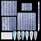 Laza 4pcs Ocean Silicone Nail Art Molds, 3D Mermaid, Starfish, Seashell, Jellyfish Nail Charms Molds Clear Modeling Templates Silicone Beach Nails Pattern Nail Tools with Sculpture Pen for Nail Design - color: Ocean world