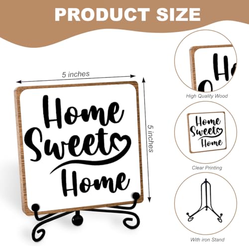 Toerifer Funny Home Decor, Home Sweet Home Sign, Cute Home Gifts for Women Men, Housewarming Gifts for Family, Wooden Plaque for Living Room, Home, Desk Cubicles - style: sweet home