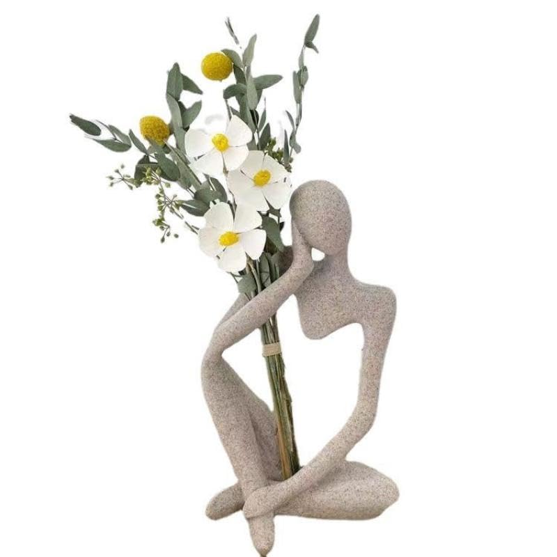 1pcs Sandstone Resin Thinker Style Abstract Sculpture Statue, Figurines Home Office Bookshelf Desktop Decor