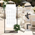 Welcome to Our Wedding Sign Stand, Adjustable Portable Seating Chart Holder for Wedding Entrance Reception, Black Metal Linen Fabric Display Easel with Design Bundle & Hanging Straps for Party Décor