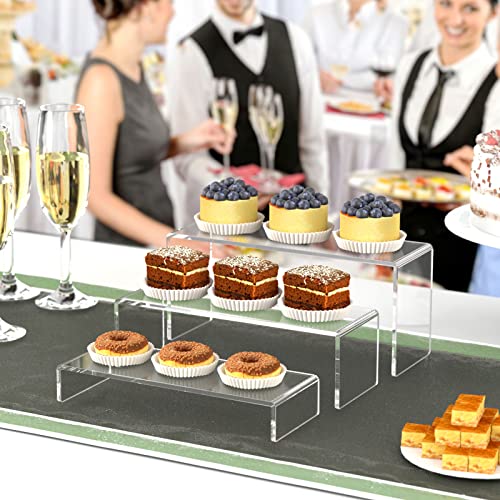 HIIMIEI Acrylic Display Risers, 6 Pcs 9" Large, Thickened 5mm Clear Rectangular Risers for Cupcake Stand, Tiered Display Stand for Collectibles - size: 9'' - 6PCS